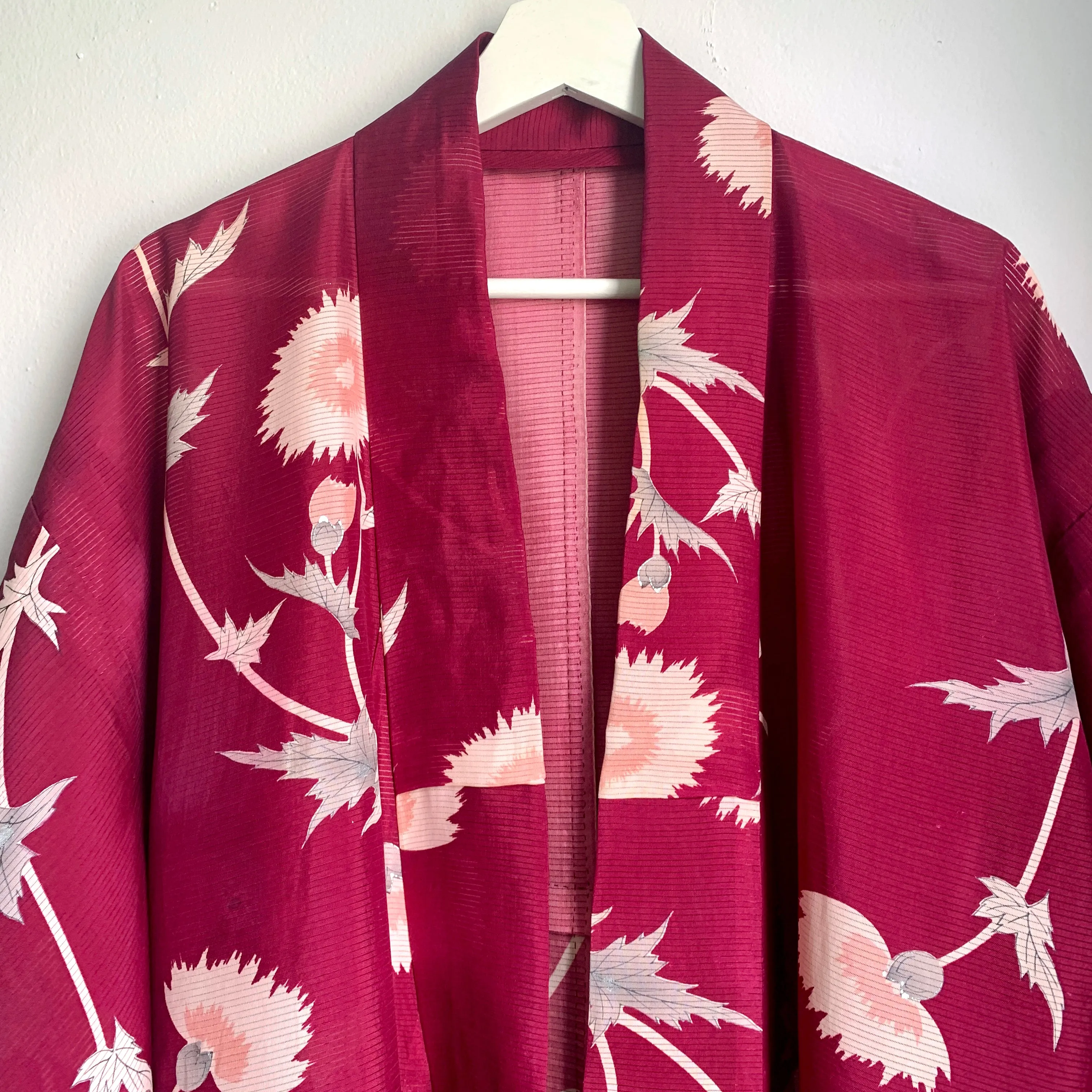 Wine Red Dandelion Summer Kimono